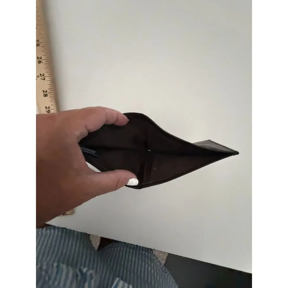 slim ID brown leather wallet
